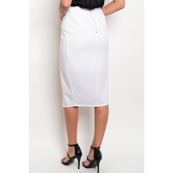 CHRISSY HIGH WAIST OFF WHITE PENCIL SKIRT - Picture 3 of 5